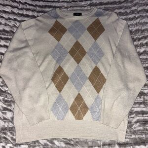 Dockers Men's Argyle Crewneck Sweater - Cream, Brown, Gray